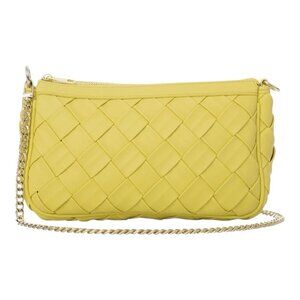 Jules Kae Anthropologie Lilian Shoulder Bag Chartreuse Gold Chain Vegan Leather